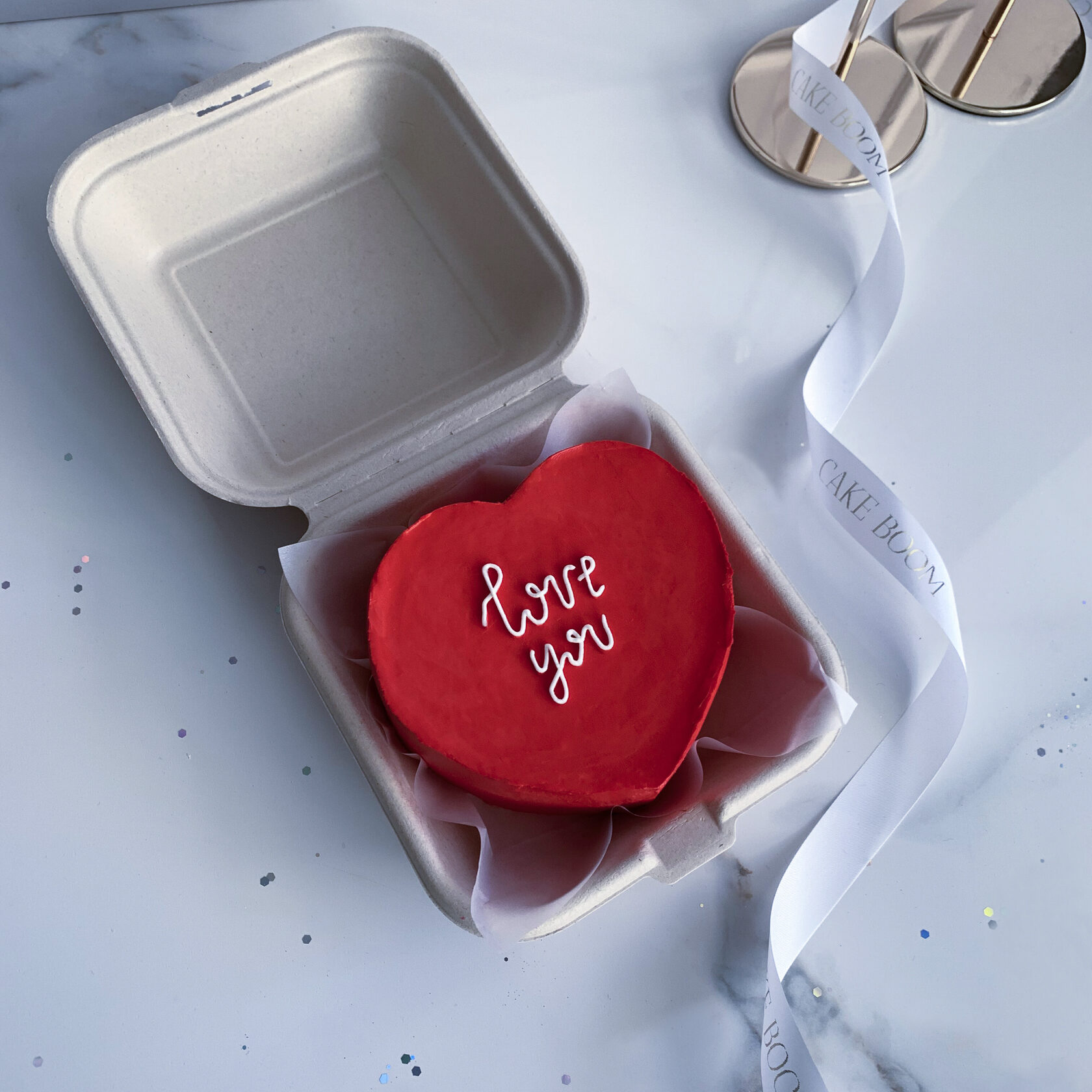Бенто-торт «Love you» в форме сердца